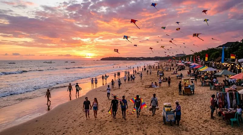 Pantai Legian Bali dengan pasir luas dan suasana lebih lengang dari Kuta