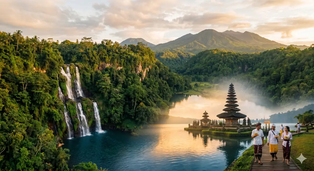 Pemandangan alam dan suasana perjalanan di Bali