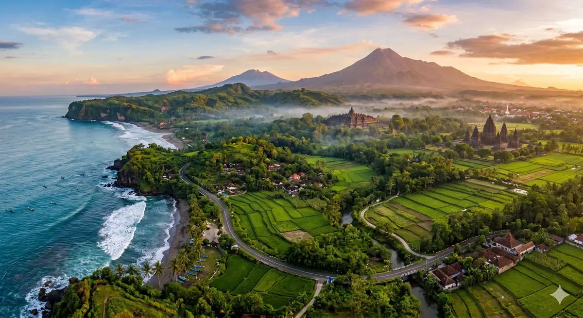 Suasana penginapan bergaya rumah lokal di Yogyakarta