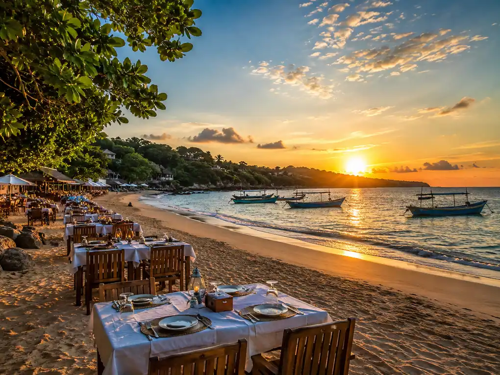 Pantai romantis di Bali saat senja