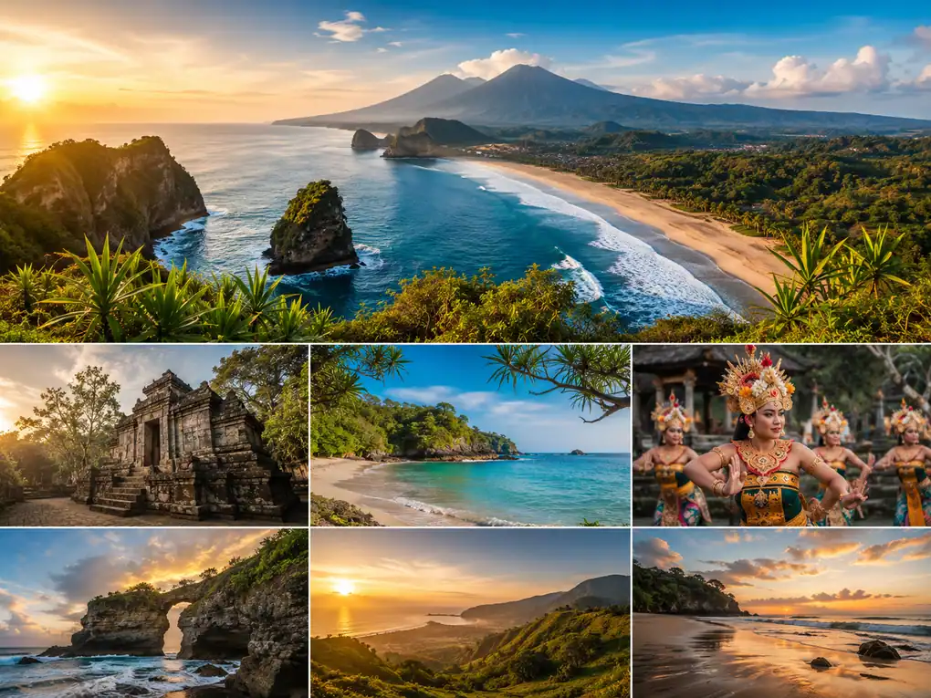 Pemandangan pantai di kawasan Malang selatan dengan pasir dan ombak