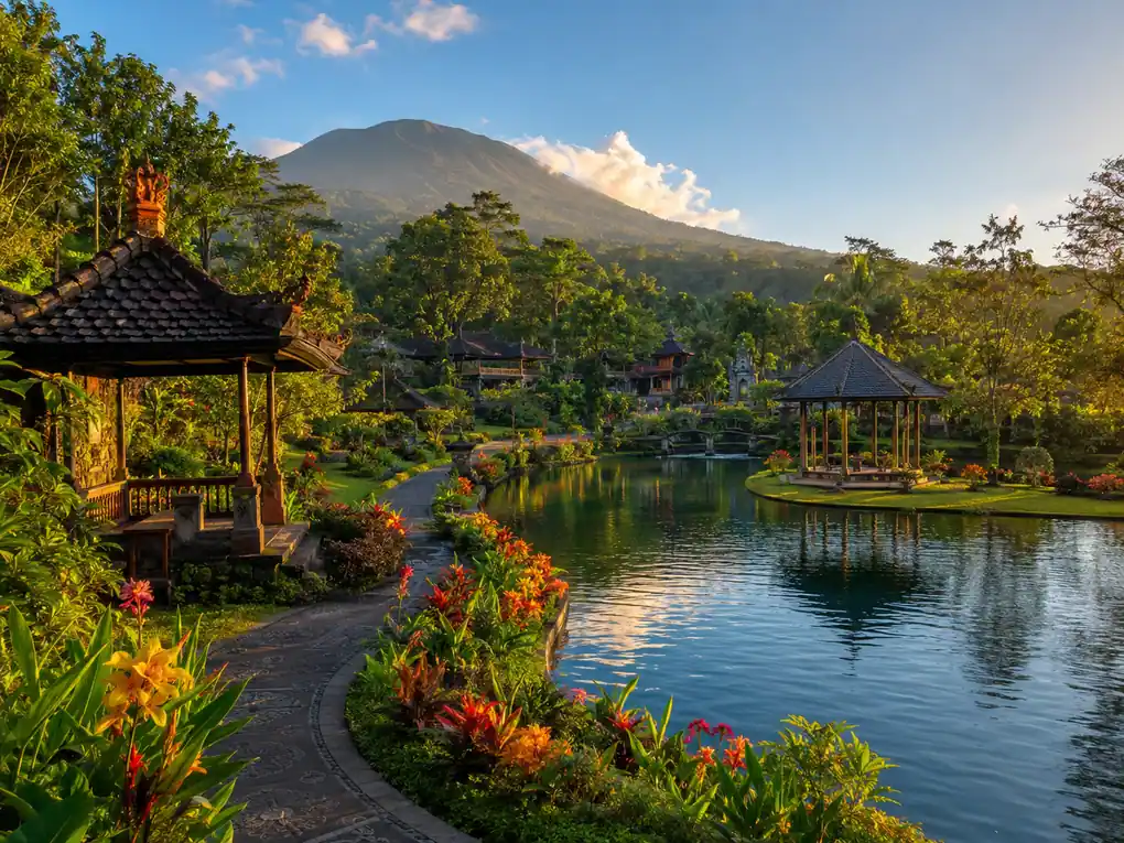 Anak bermain di taman wisata kota