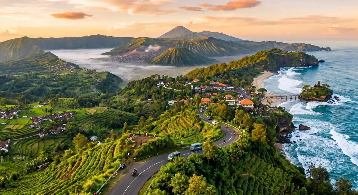 Pemandangan kota dan alam khas Malang yang sejuk