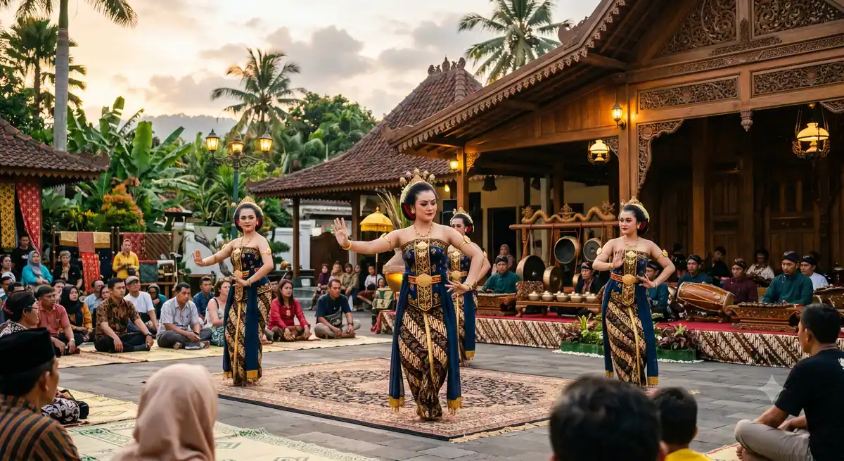 Jalanan kota Solo dengan kendaraan dan bangunan di kanan kiri