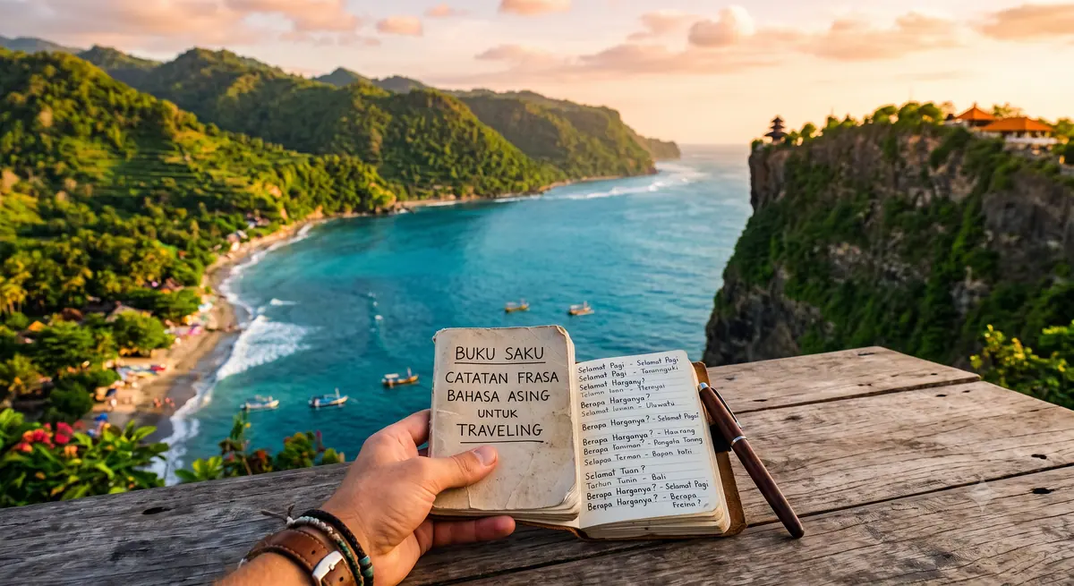 Buku saku catatan frasa bahasa asing untuk traveling