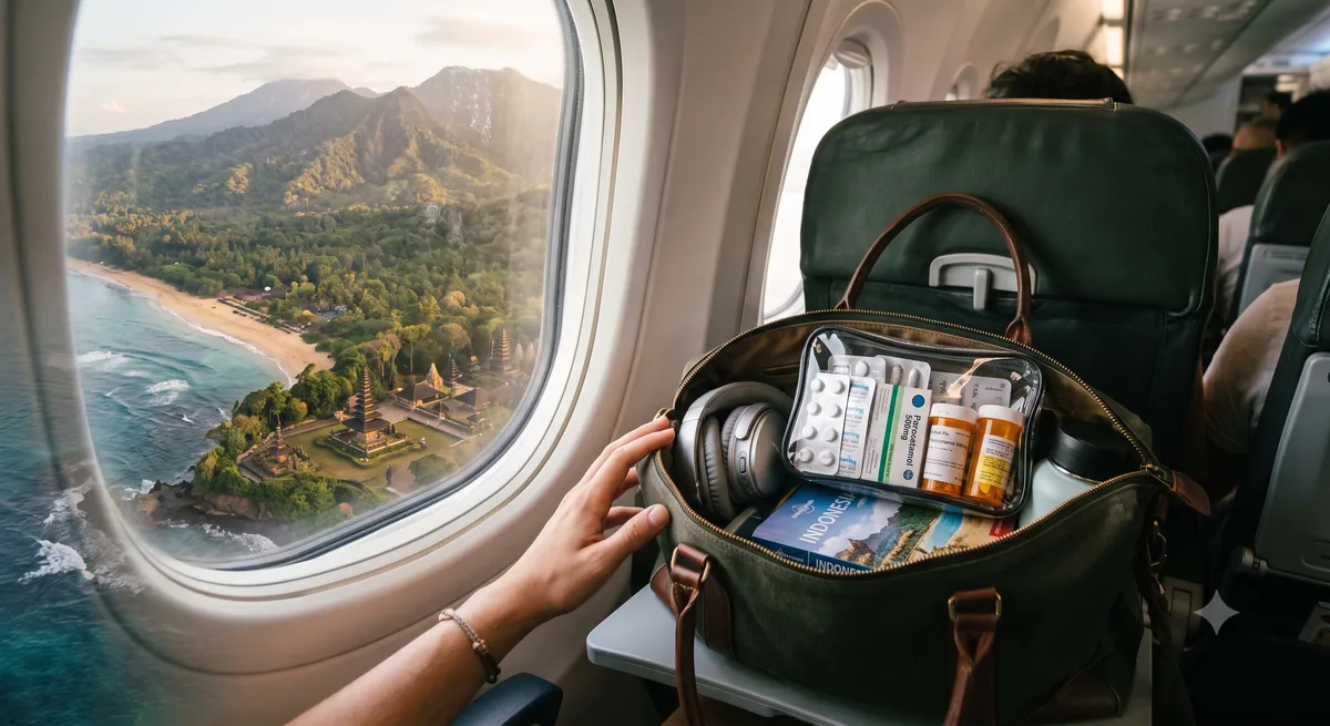 Obat pribadi dikemas rapi di dalam tas kabin saat traveling