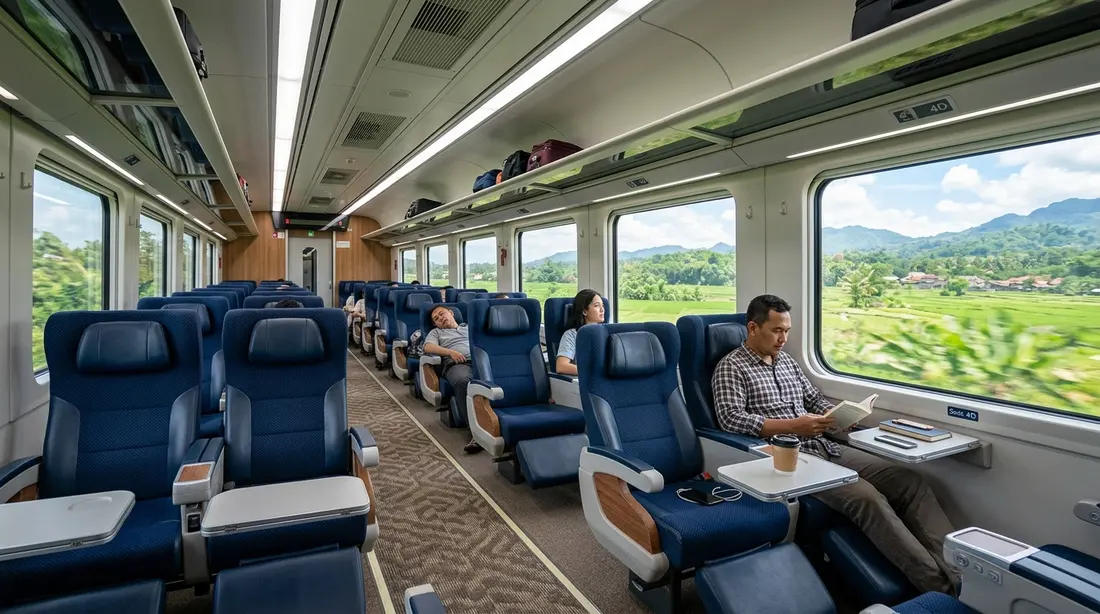 Cara naik kereta api Indonesia dengan gerbong kereta di stasiun