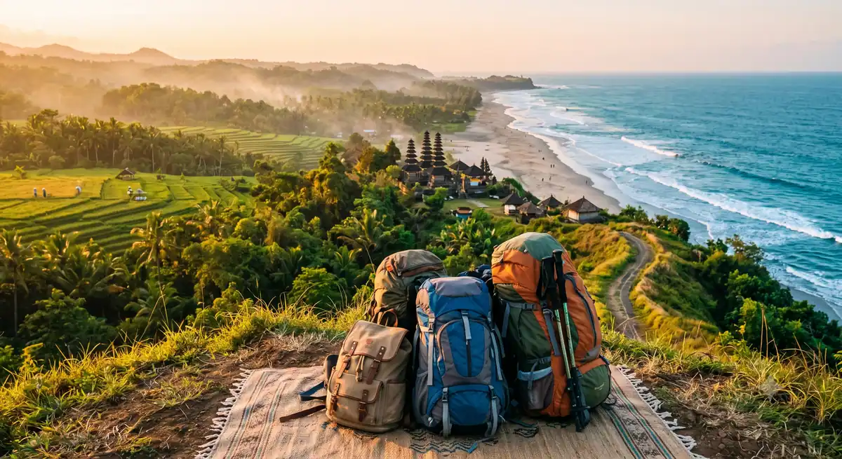 Berbagai ukuran tas ransel traveling dari kecil hingga besar