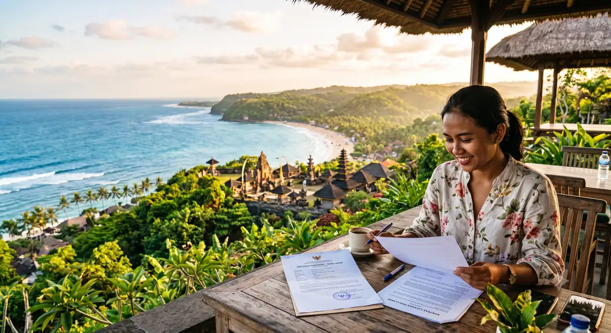Memeriksa dokumen izin usaha dan kontrak travel agent sebelum membayar