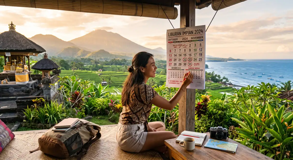 Menandai tanggal cuti dan tanggal merah pada kalender perencanaan liburan