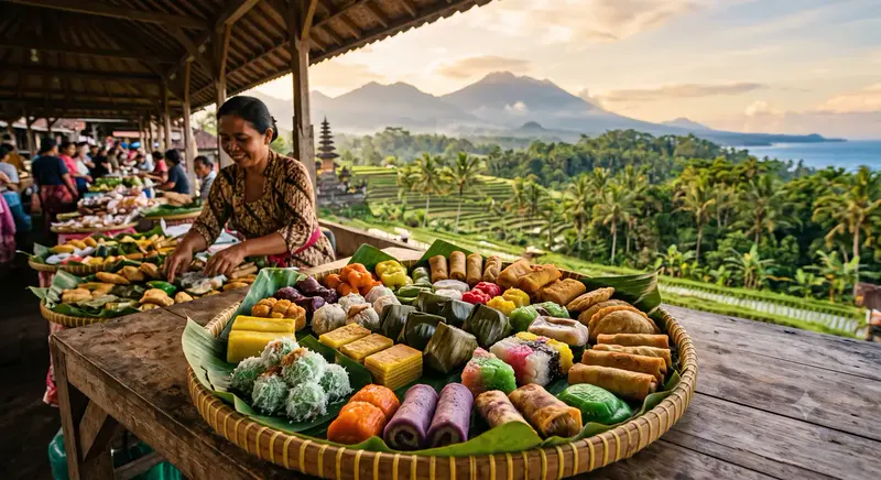 Aneka jajanan pasar tersaji dalam suasana food tour kuliner Indonesia